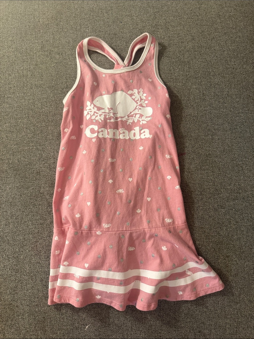 3/$15- Pink Canada Tank Dress with Beaver Graphic